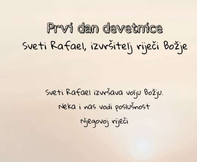 Devetnica sv. Rafaelu - Prvi dan Devetnica sv. Rafaelu - Prvi dan