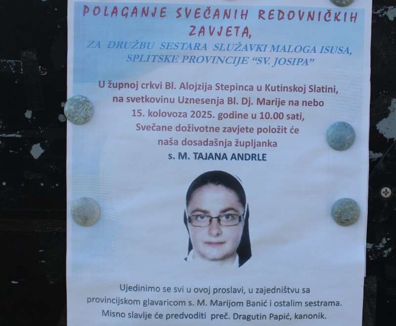 Doživotne zavjete proslavila s. M. Tajana Andrle